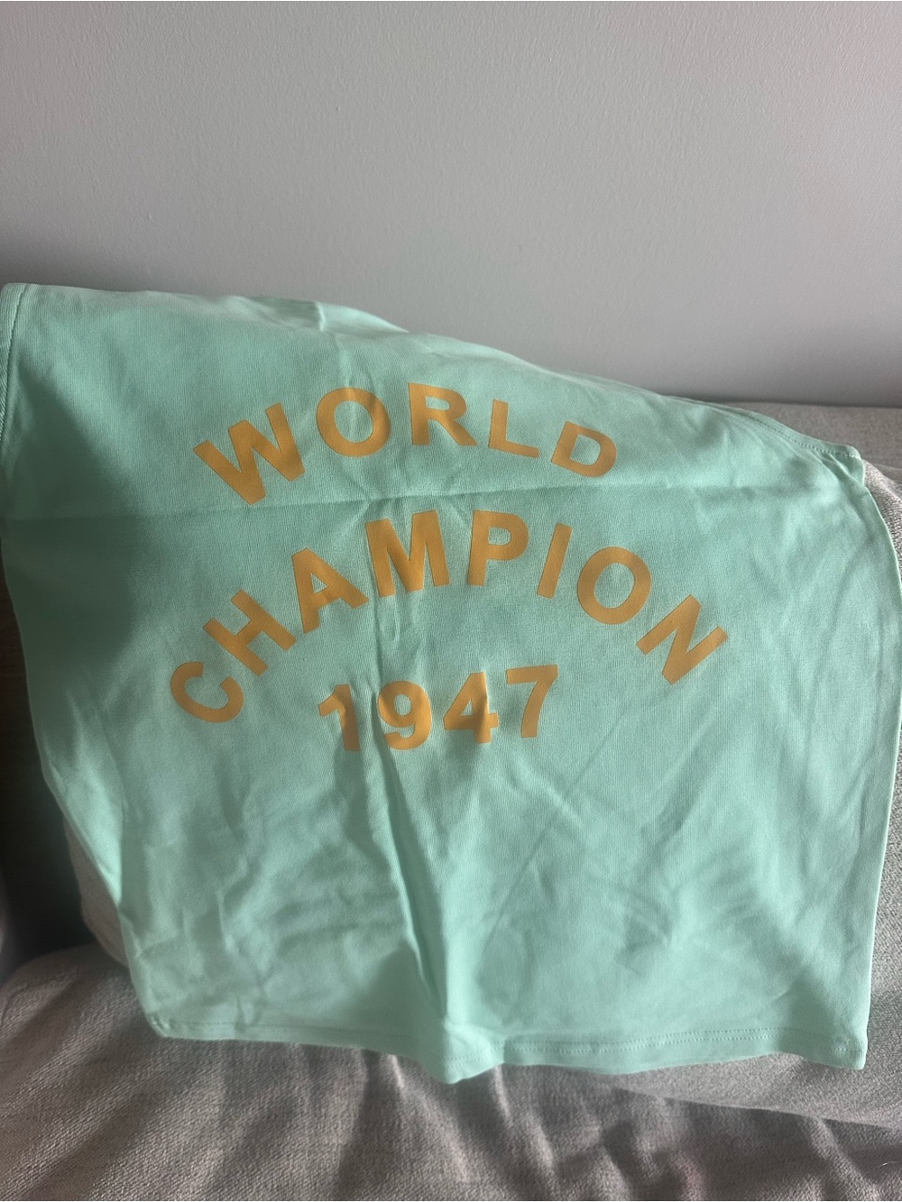 Mint Green Sleeveless Logo Tee with Yellow Print - Picture 5 of 5